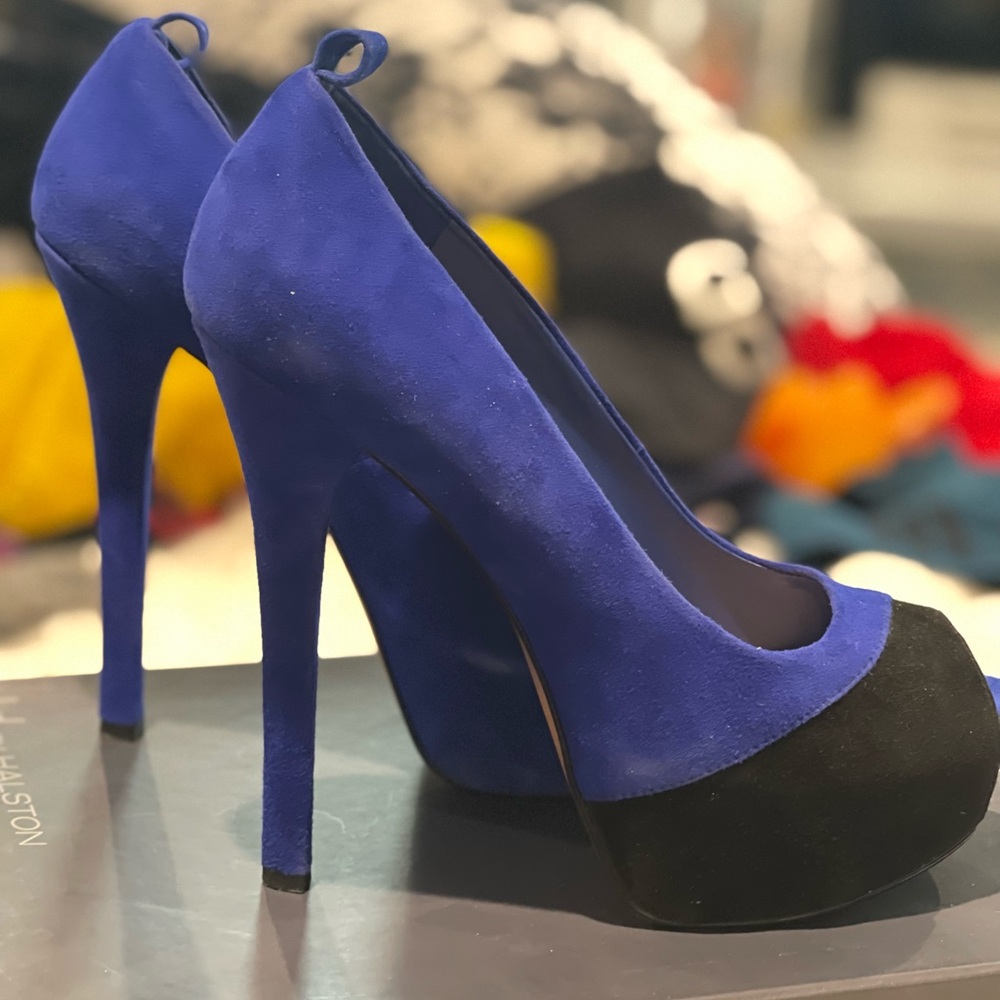 6” Cobalt Blue and Black Women's Heels